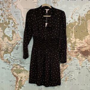 Rebecca Taylor Black Silk Dress with Pink Accents and Pockets